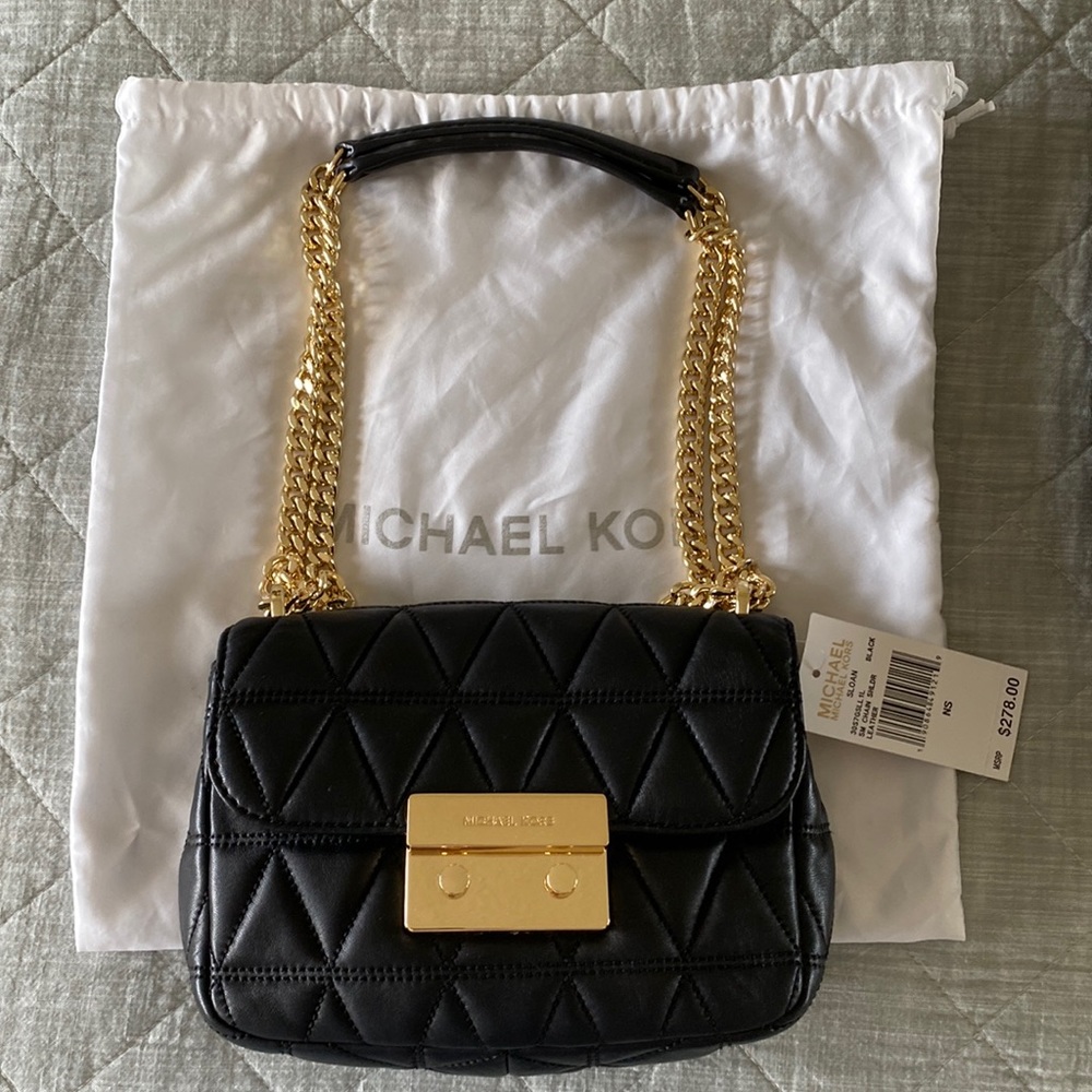 Michael kors chain leather black bag